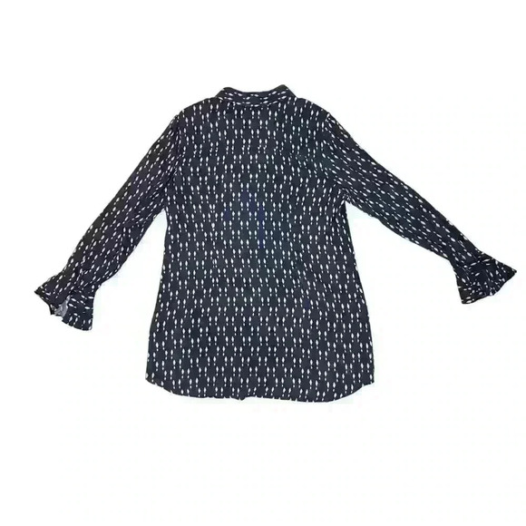 Soft Surroundings Womens Med Navy Pink Poet Button Up Blouse Tiered Bell Sleeve - Picture 9 of 10